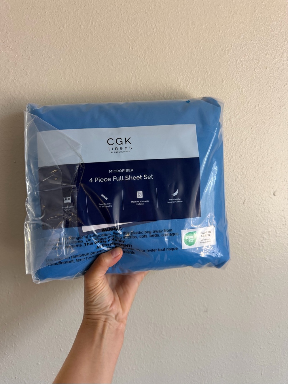 GK Linens Blue Microfiber 4-Piece Full Sheet Set
